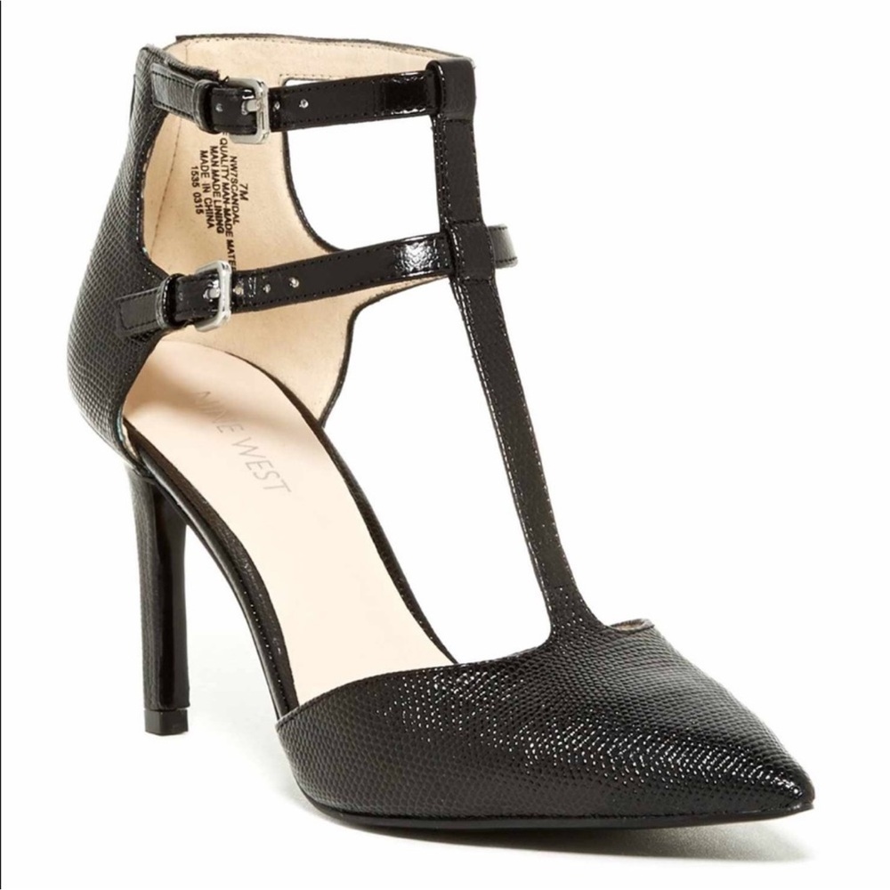 Nine West Black T-Strap Heels